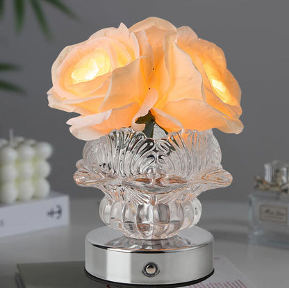 Moderne dekorative Rose Metall Glas LED Tischlampe