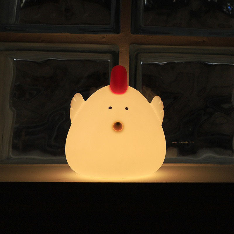 Kreative Cartoon Silikon Kleine Dicke Henne LED USB Pat Nachtlicht Tischlampe