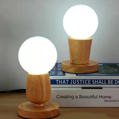 Moderne skandinavische Orb-Glas Holz 1-Licht Tischlampe für das Schlafzimmer