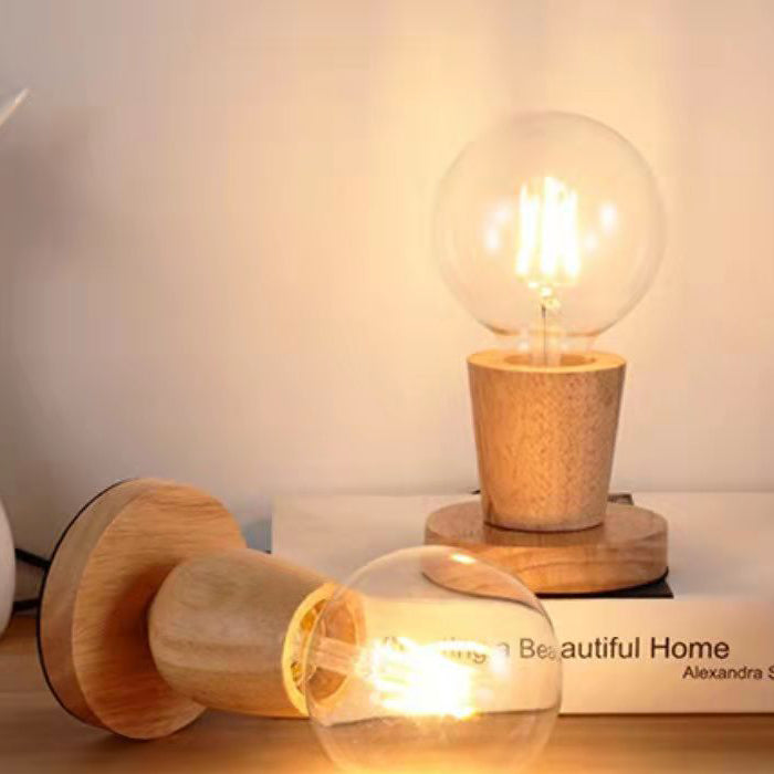 Moderne skandinavische Orb-Glas Holz 1-Licht Tischlampe für das Schlafzimmer