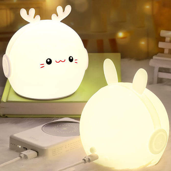 Kreative Cartoon Reh Kaninchen Silikon USB LED Nachtlicht Tischlampe