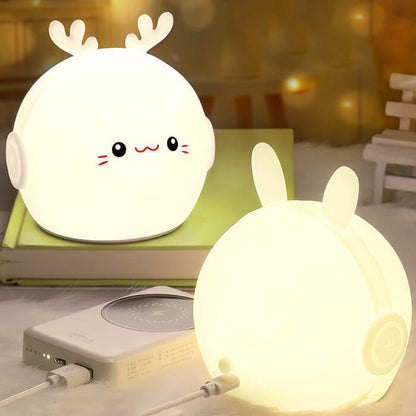 Kreative Cartoon Reh Kaninchen Silikon USB LED Nachtlicht Tischlampe