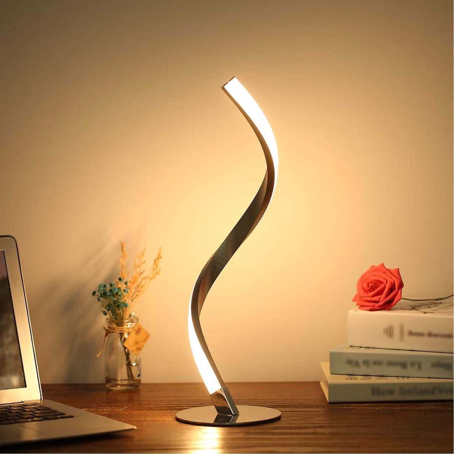 Moderne Minimalistische Aluminium Spiralstreifen LED Tischlampe Für Home Office