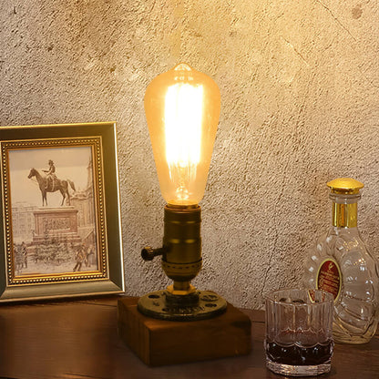 Industrieller Vintage-Kandelaber Eisen Kiefer 1-Licht Tischlampe