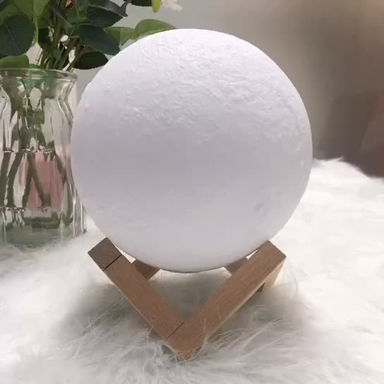 Kreative Mini Wiederaufladbare 3D Gedruckte Mond 1-Licht LED Tischlampe