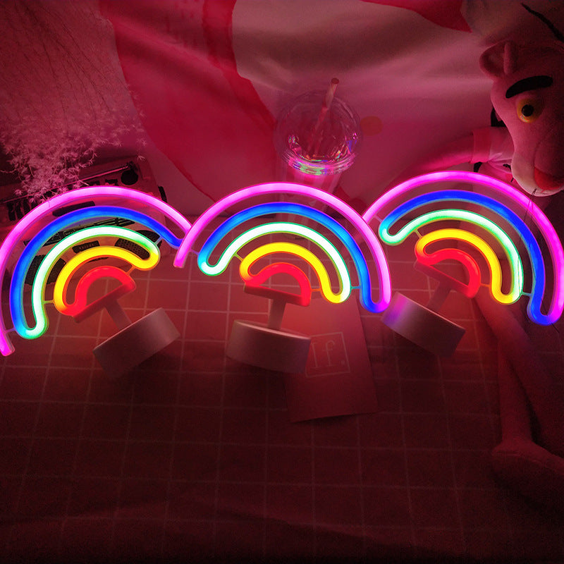 Zeitgenössische Kreative Regenbogen-Einhorn Kunststoff Acryl LED Tischlampe für das Schlafzimmer