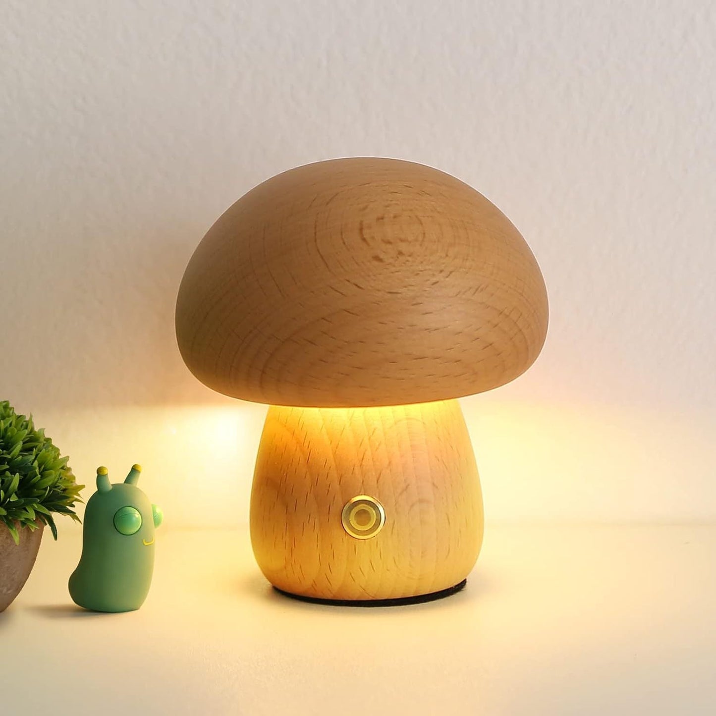 Zeitgenössische kreative USB-Pilz Holz LED Tischlampe für das Schlafzimmer