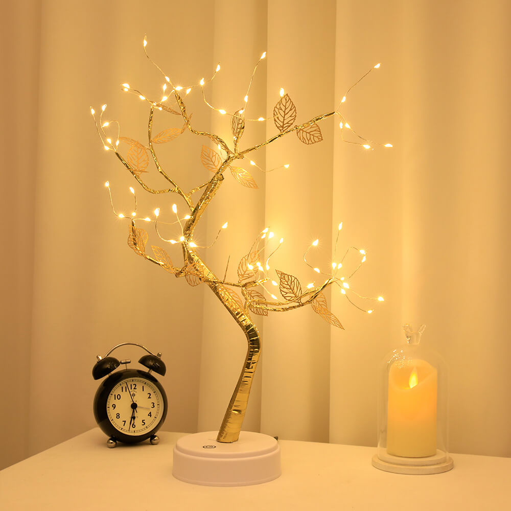 Goldenes Blatt Kleine Baum Licht USB Kleine LED Tischlampen