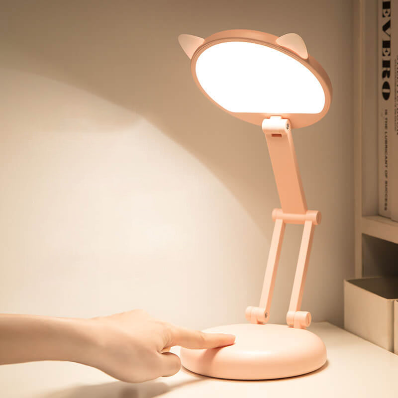 Kreative Katzenohr Pink Faltbare LED Augenpflege Schreibtischlampe