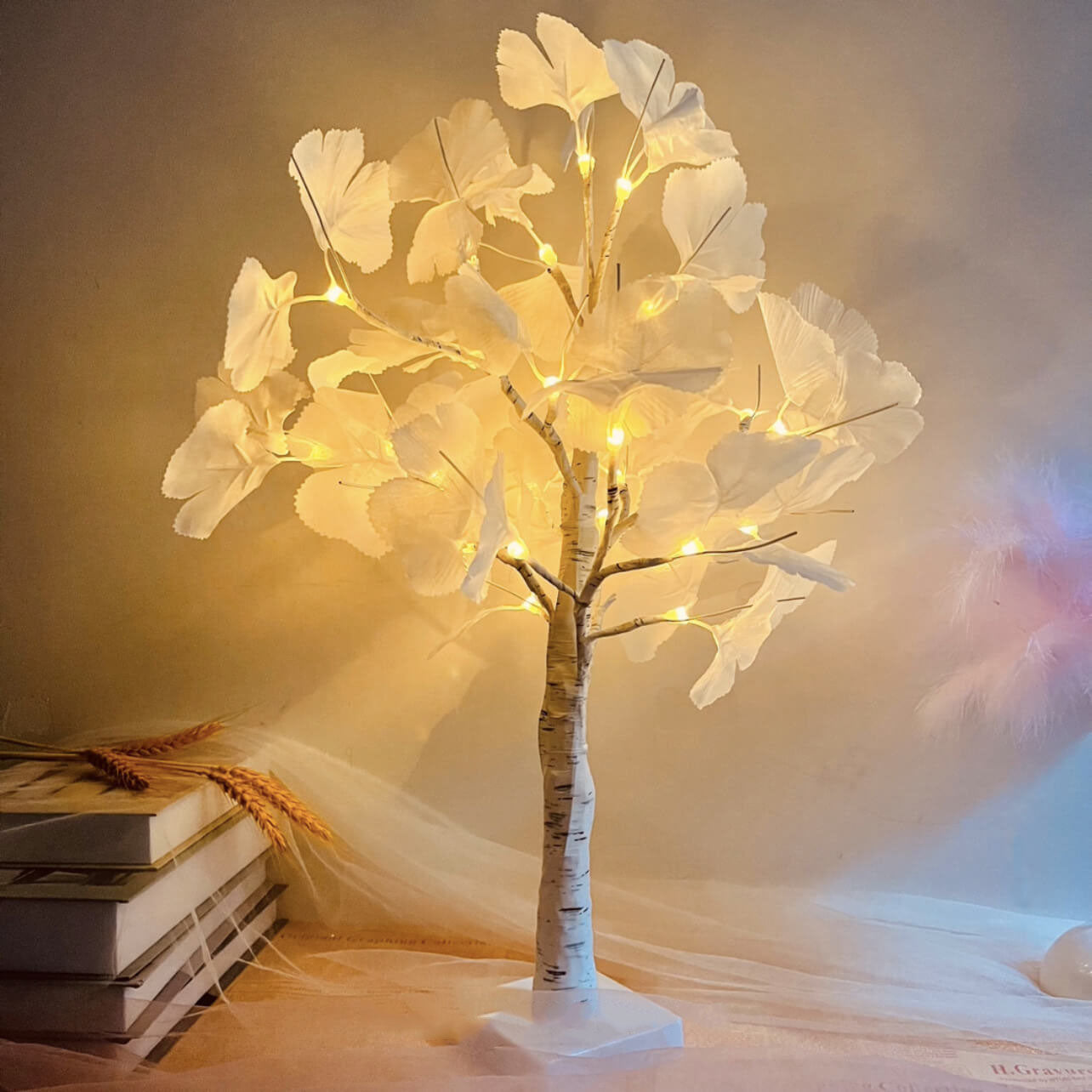 Weihnachts beleuchteter Ginkgo Baum Simulationsbaum Licht Batterie USB Dekoration Tischlampe