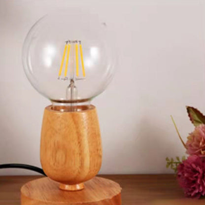 Moderne skandinavische Orb-Glas Holz 1-Licht Tischlampe für das Schlafzimmer