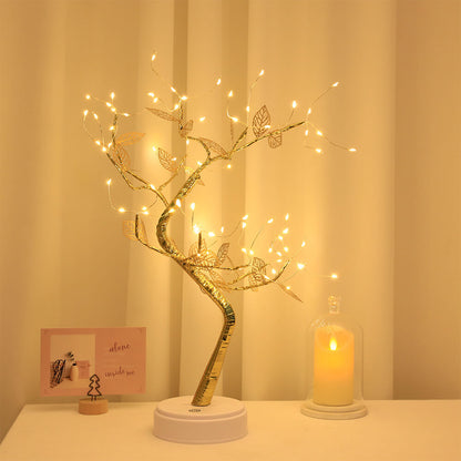 Goldenes Blatt Kleine Baum Licht USB Kleine LED Tischlampen