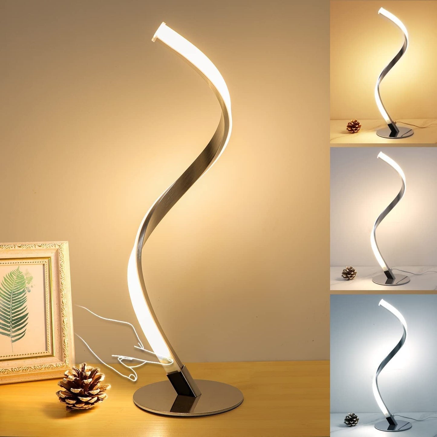 Moderne Minimalistische Aluminium Spiralstreifen LED Tischlampe Für Home Office