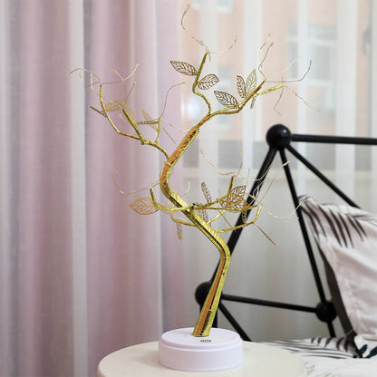 Simulation Gold Leaf Tree LED Baumdeko Tischlampe