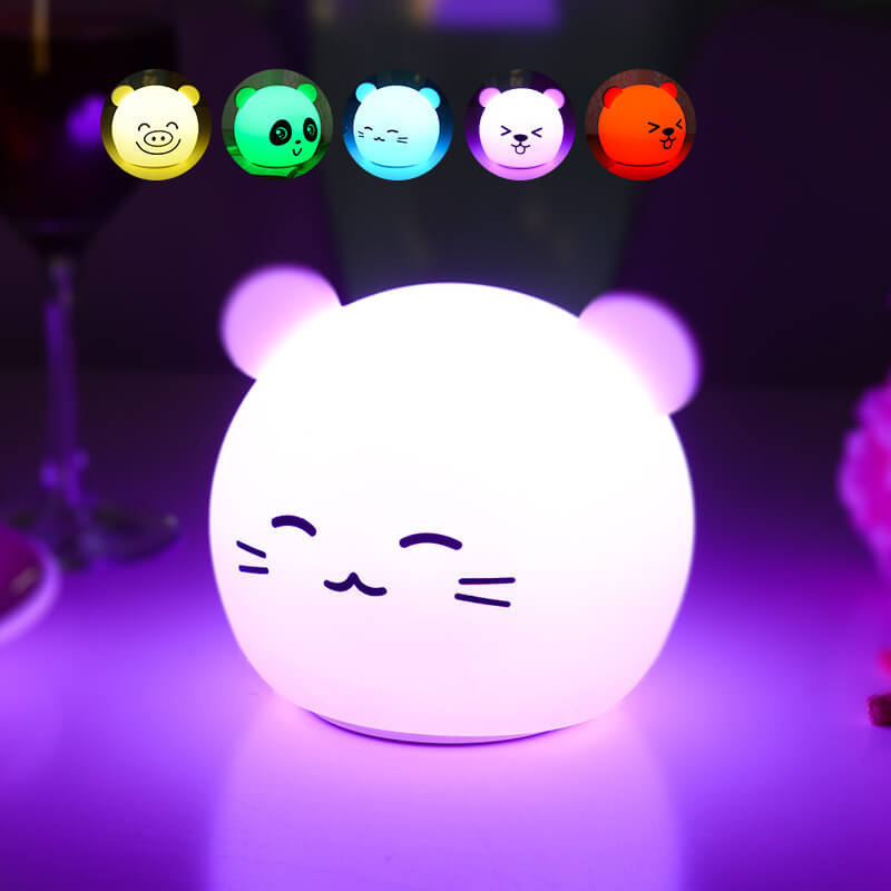 Cartoon Tier Bunte Silikon LED Nachtlicht Tischlampe