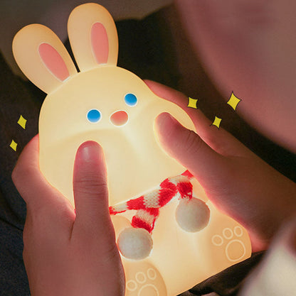 Kreative Cartoon-Hase Silikon Pat USB LED Nachtlicht Tischlampe