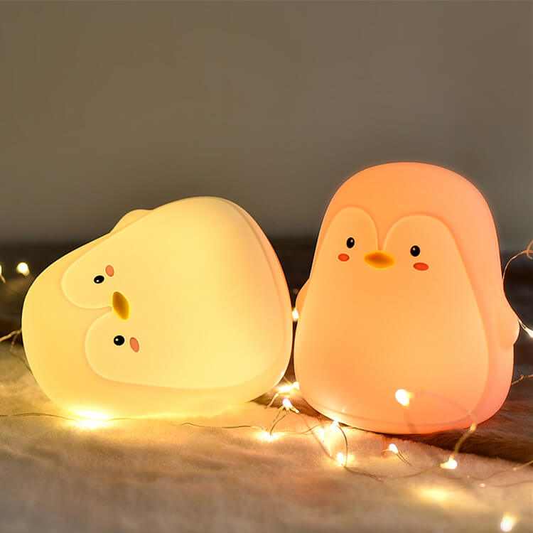 Cartoon Pinguin Silikon USB LED Kinder Nachtlicht Tischlampe