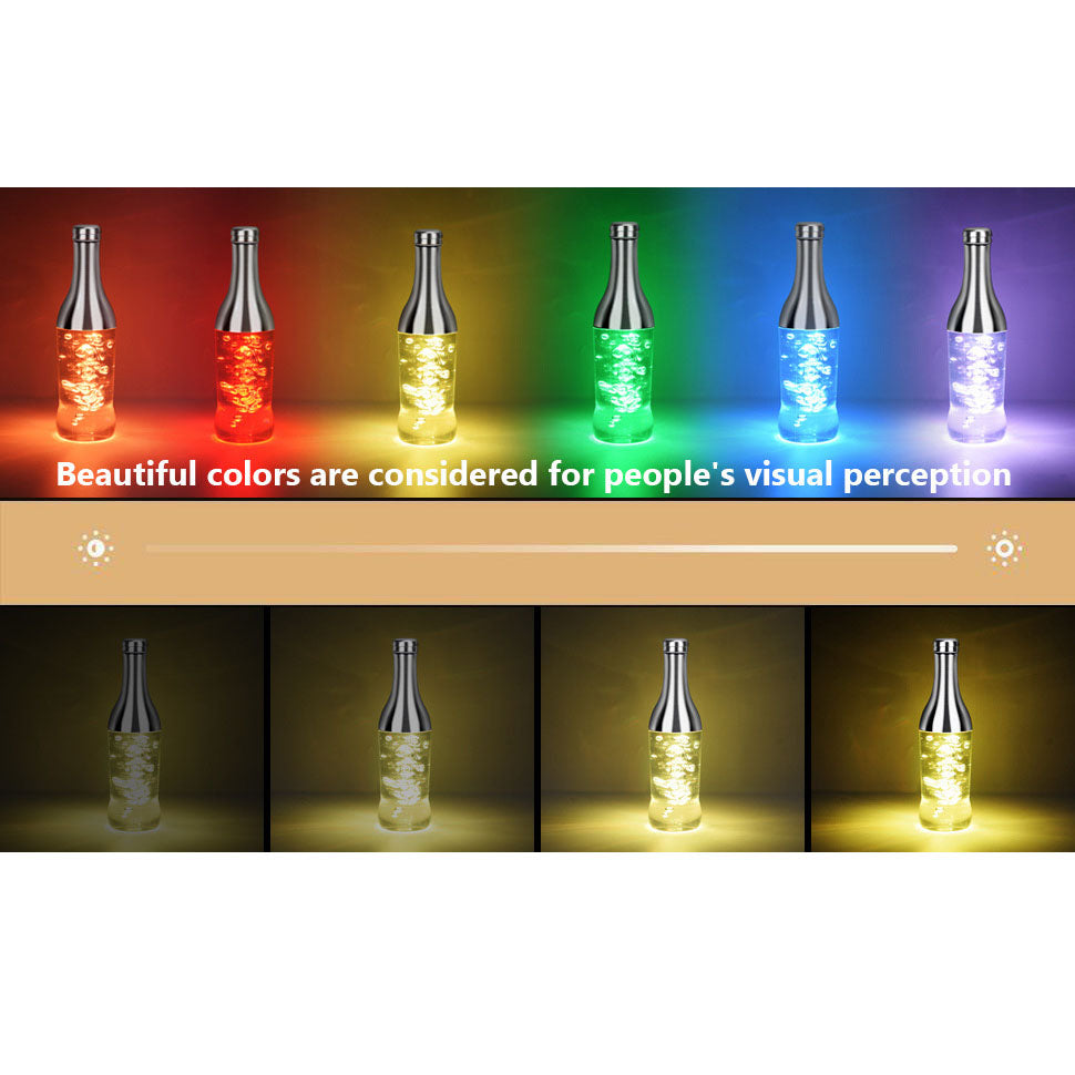 Moderne Kreative LED RGB Farbige Weinflasche Nachttischlampe