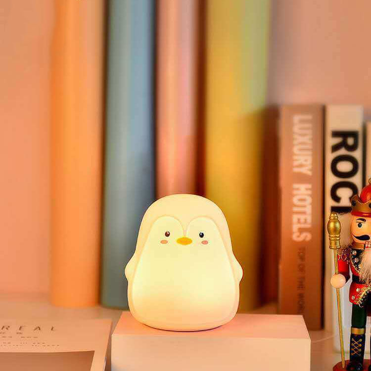 Cartoon Pinguin Silikon USB LED Kinder Nachtlicht Tischlampe