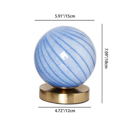 Moderne Einfachheit Glas Eisen Ball Streifen Planet LED Wiederaufladbare Tischlampe für Schlafzimmer