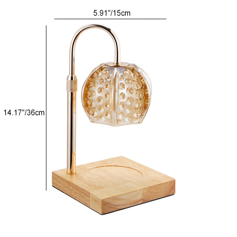 Moderne Einfachheit Holz Eisen Glas Runde Kugel Quadratische Basis 1-Licht Dimmbar Schmelzendes Wachs Tischlampe Für Nachttisch