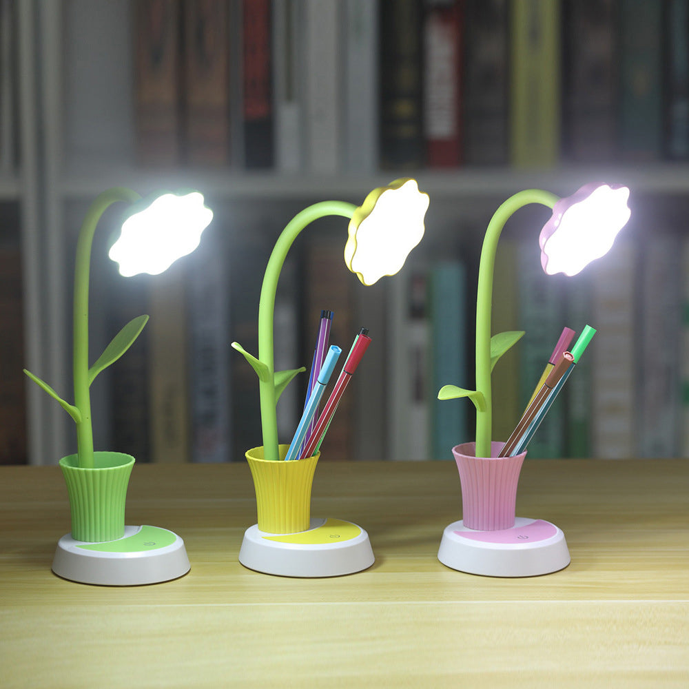 Kreatives Sonnenblumen-Stiftständer-Design LED-Tischlampe