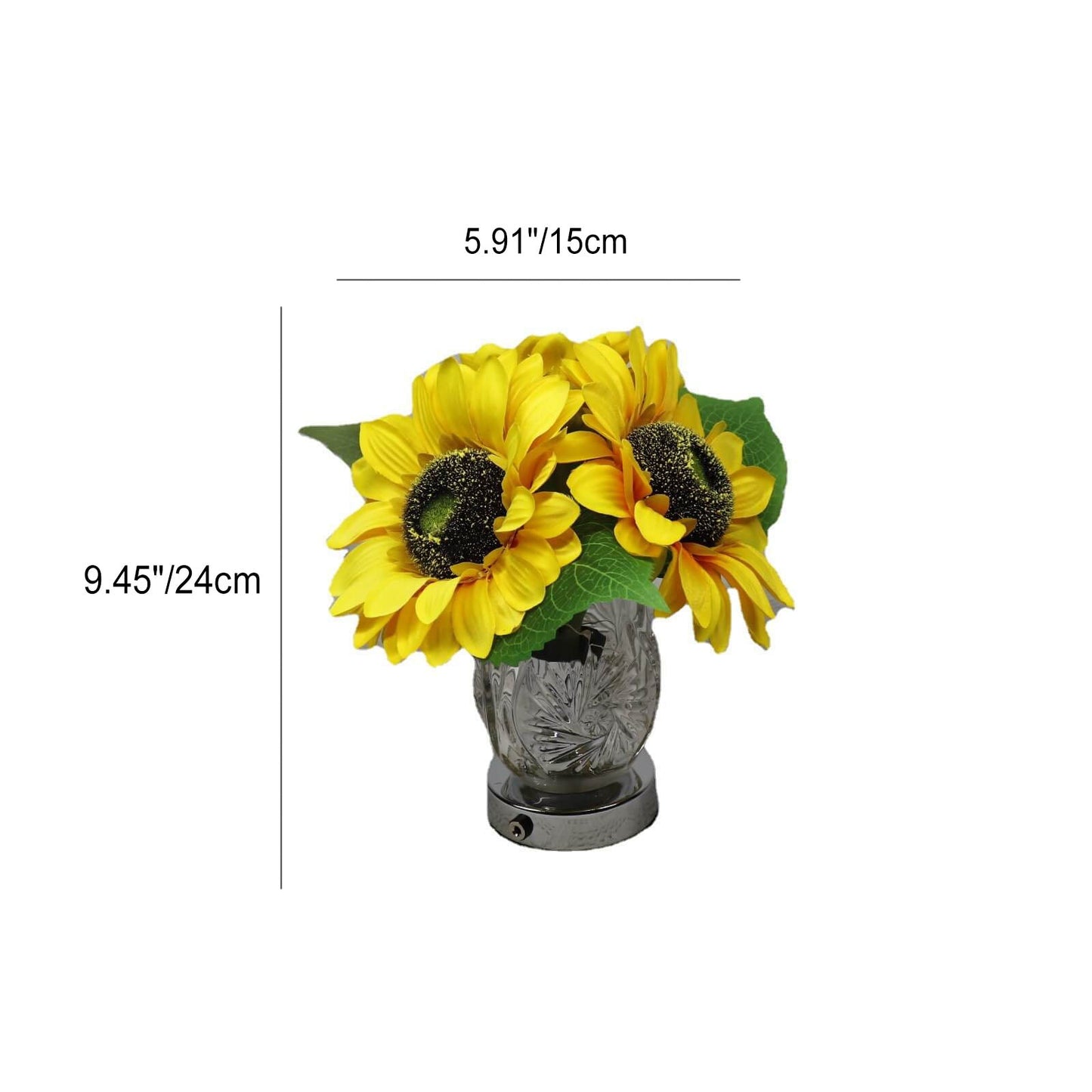 Moderne kreative Sonnenblumen-Glasvase LED USB Tischlampe