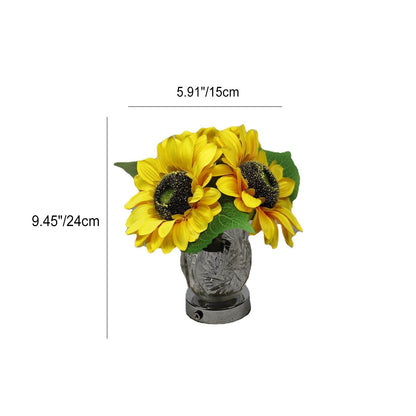 Moderne kreative Sonnenblumen-Glasvase LED USB Tischlampe