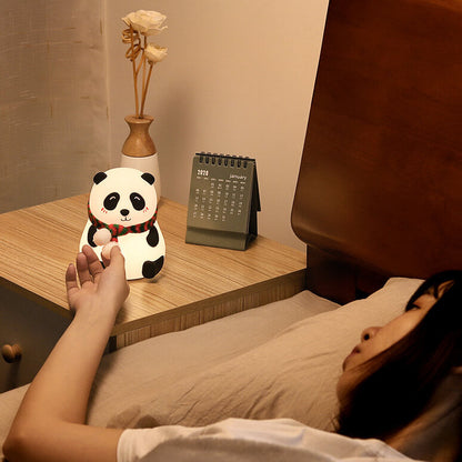 Kindlicher Cartoon Mini Panda Silikon LED Nachtlicht Tischlampe