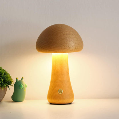 Zeitgenössische kreative USB-Pilz Holz LED Tischlampe für das Schlafzimmer