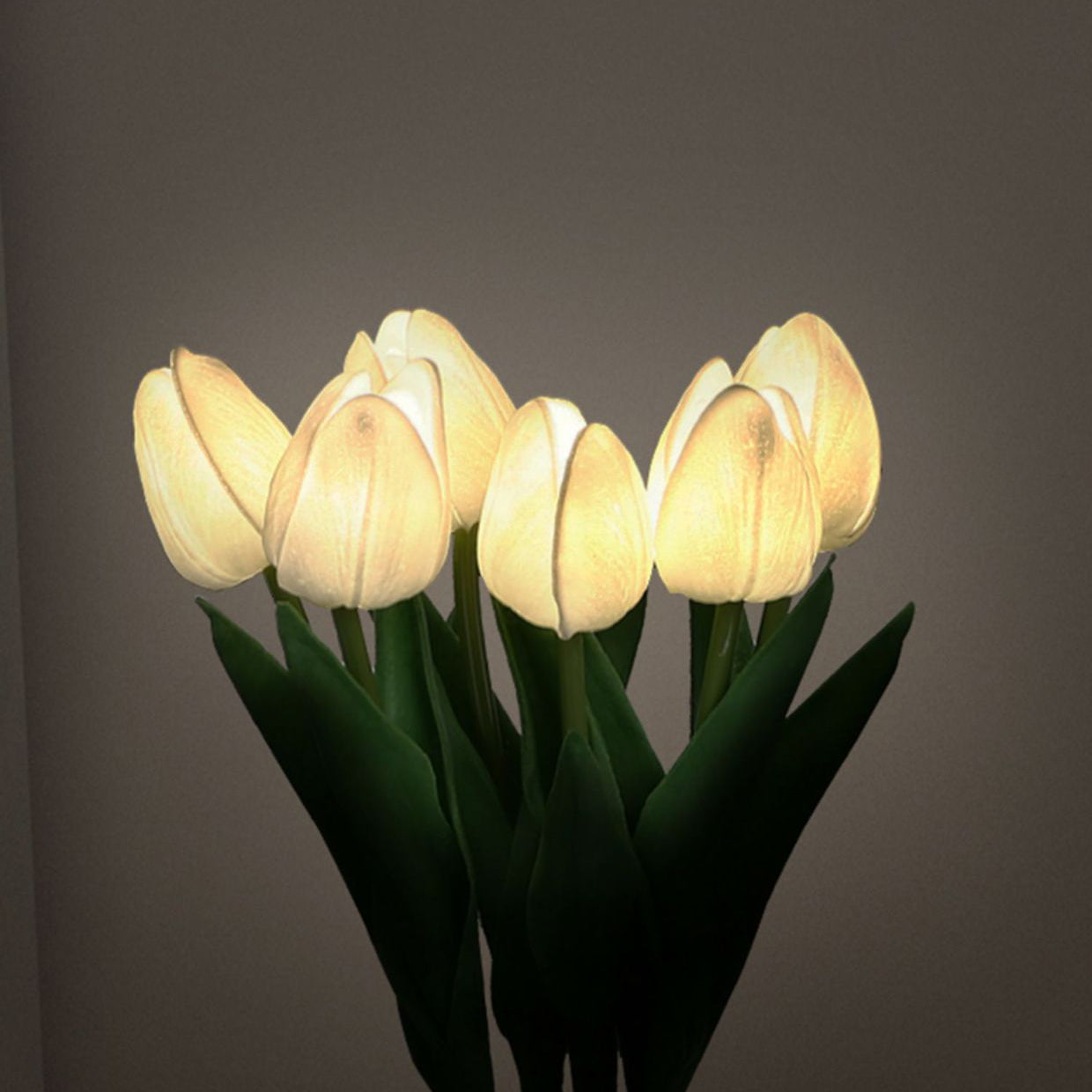 Moderne Art Deco PU Keramik Tulpe Simuliertes Blumen LED Tischlampe Für Nachttisch