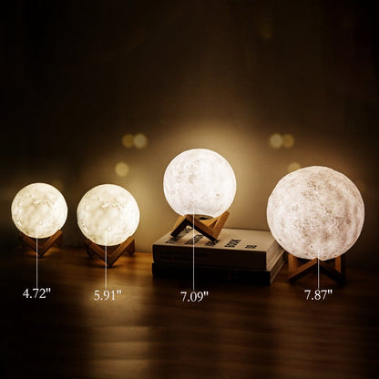 Kreative Mini Wiederaufladbare 3D Gedruckte Mond 1-Licht LED Tischlampe