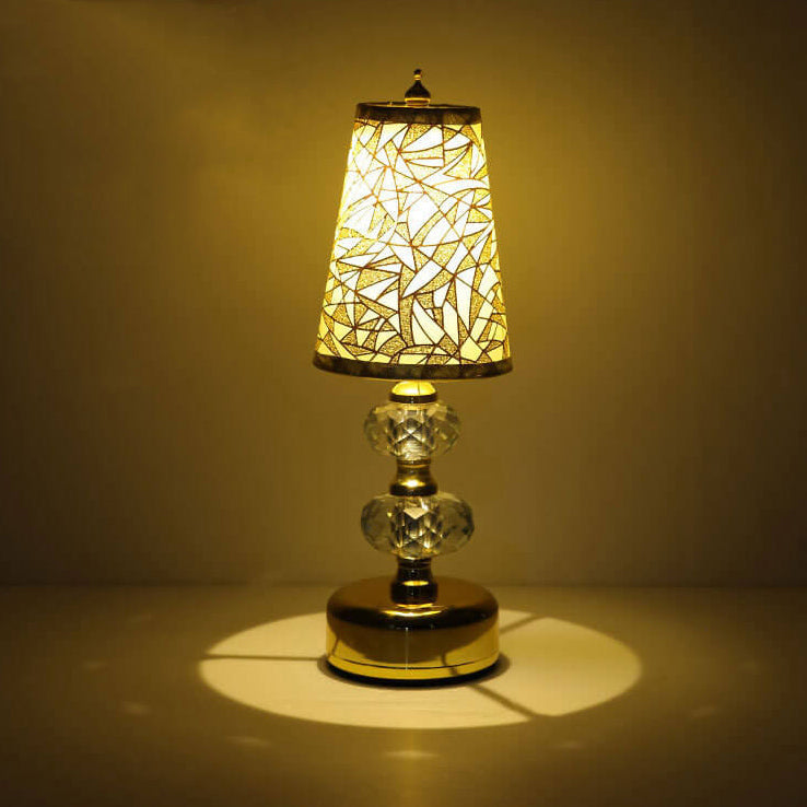 Retro Luxusstoff Kristallbasis LED Tischlampe