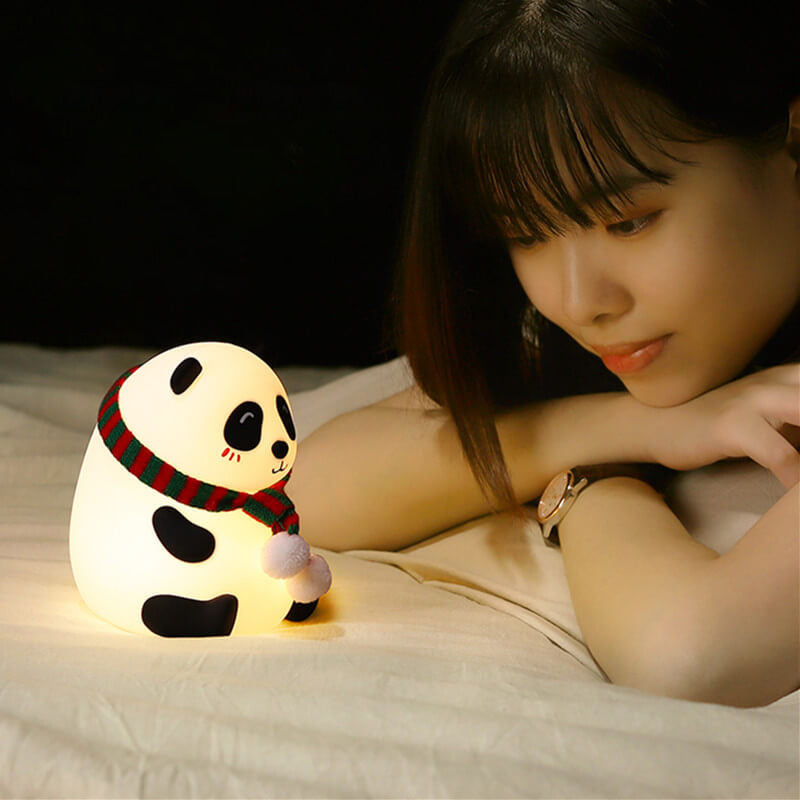 Kindlicher Cartoon Mini Panda Silikon LED Nachtlicht Tischlampe