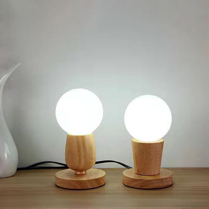 Moderne skandinavische Orb-Glas Holz 1-Licht Tischlampe für das Schlafzimmer