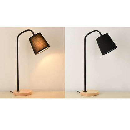 Einfache Stoffkegel-Schirm Holzsockel 1-Lampe Tischlampe