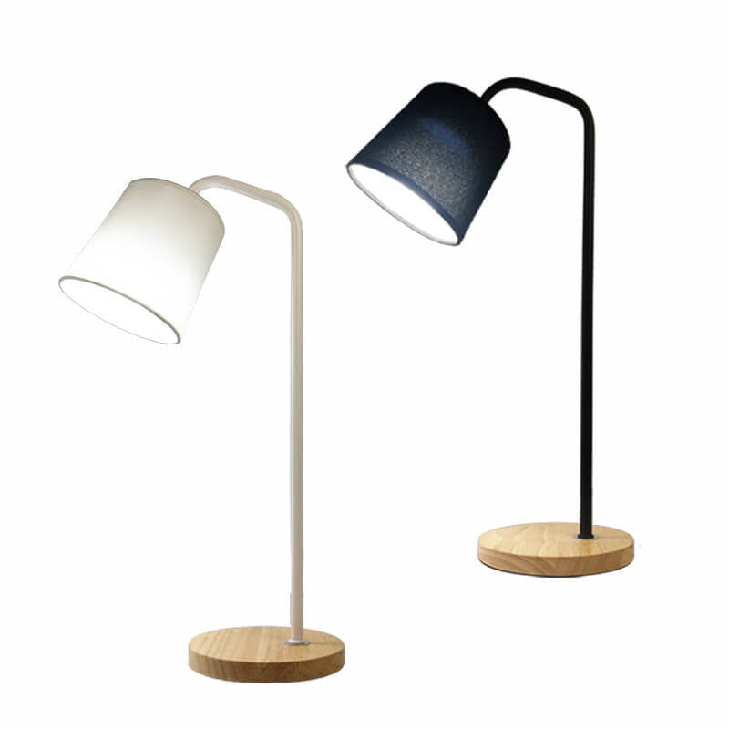 Einfache Stoffkegel-Schirm Holzsockel 1-Lampe Tischlampe