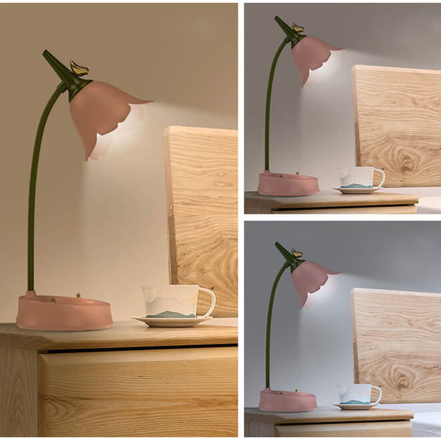 Kreative ABS Blumen- und Vogel-Design LED Tischlampe