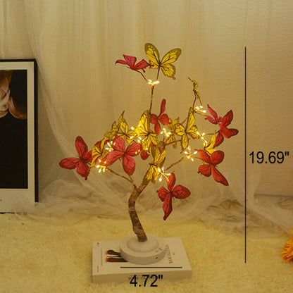 Tischlampe mit Baum-LED im Schmetterlingsdesign