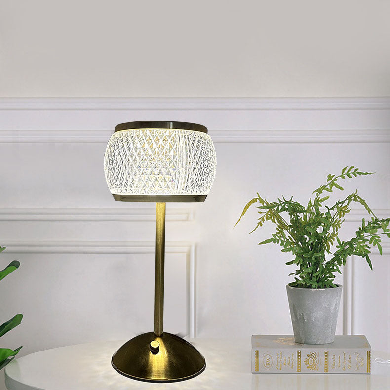 Nordic Minimalist Acryl Trommel Gold LED Wiederaufladbare Touch Tischlampe