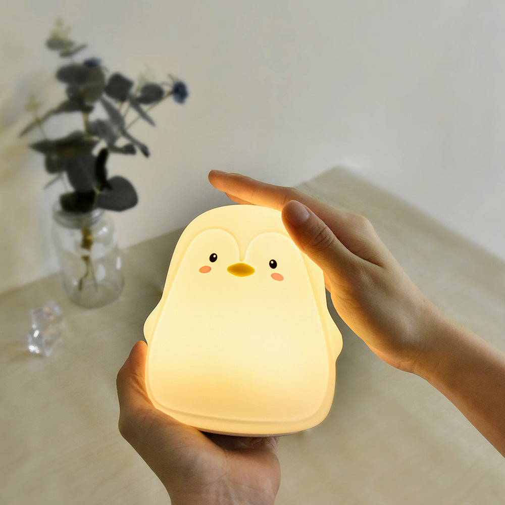 Cartoon Pinguin Silikon USB LED Kinder Nachtlicht Tischlampe