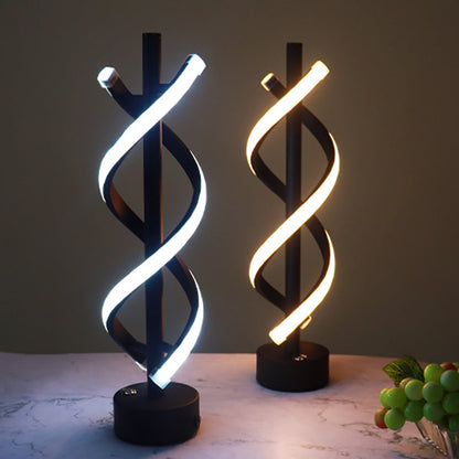 Zeitgenössische nordische doppelte Spiral-Wickel-Eisenstreifen LED-Tischlampe für das Schlafzimmer