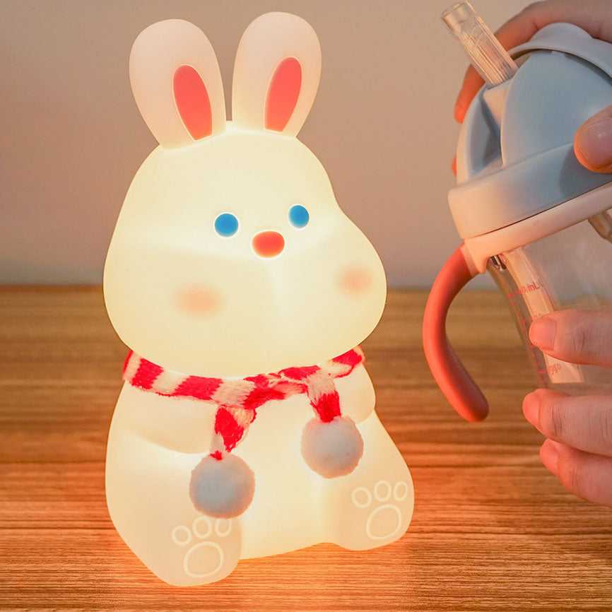 Kreative Cartoon-Hase Silikon Pat USB LED Nachtlicht Tischlampe