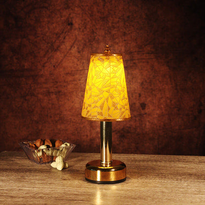 Vintage Floral Fabric Tapered Metal LED Wiederaufladbare Nachtlicht Tischlampe