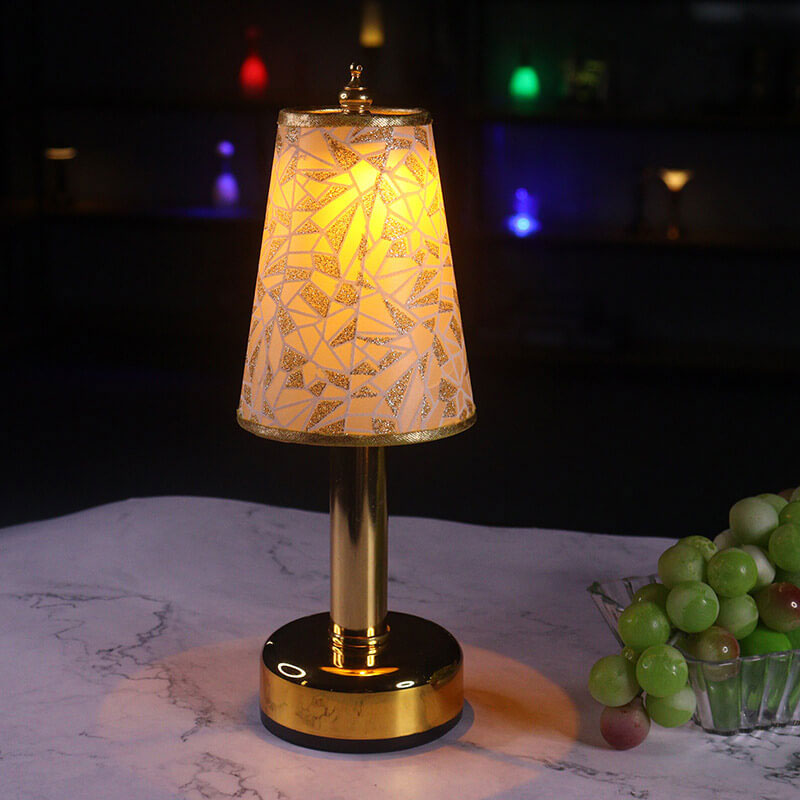 Vintage Floral Fabric Tapered Metal LED Wiederaufladbare Nachtlicht Tischlampe