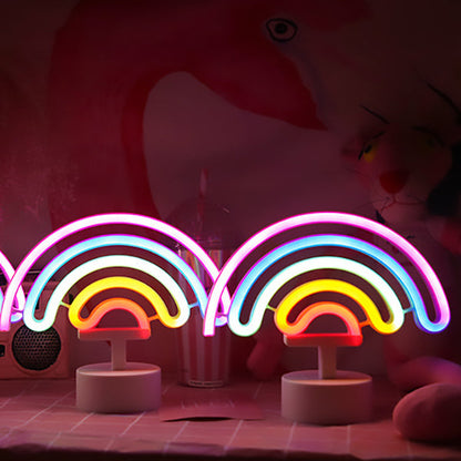 Zeitgenössische Kreative Regenbogen-Einhorn Kunststoff Acryl LED Tischlampe für das Schlafzimmer