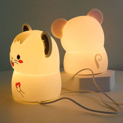 Cartoon Süß Maus Silikon USB LED Nacht Licht Tischlampe