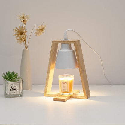 Japanischer minimalistische Holz Eisen Schirm Duftkerze 1-Licht schmelzende Wachs Tischlampe