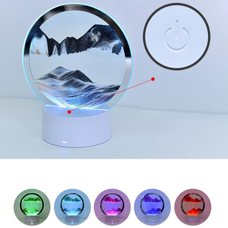 Kreative Runde Sanduhr Quicksand 3D LED Nachtlicht Tischlampe