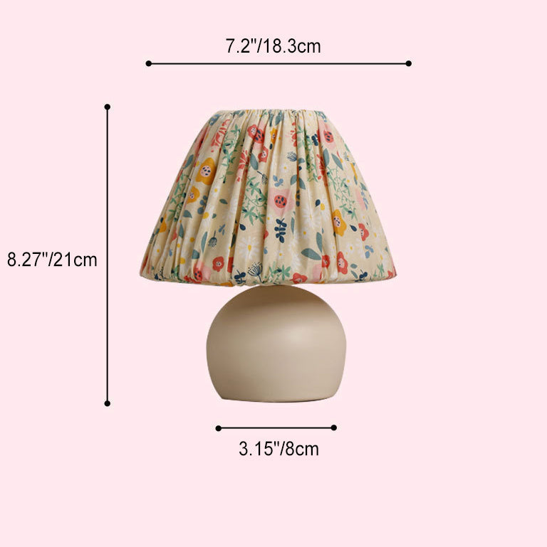 Traditioneller europäischer pastoral floraler Musterstoffschirm Keramischer runder Sockel 1-Lampe Tischlampe für Schlafzimmer